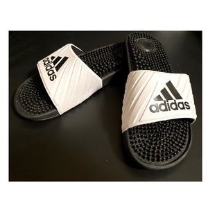 Adidas Black & White Messaging sole slides